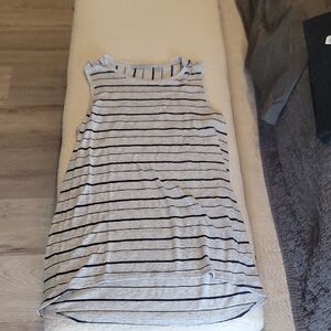 Athleta Gray and Black Breezy Striped Tank Top